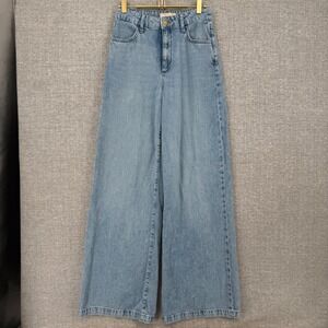 Triarchy Wide Leg Jeans Women 26 Light Wash Sustainable Cotton Denim Boho